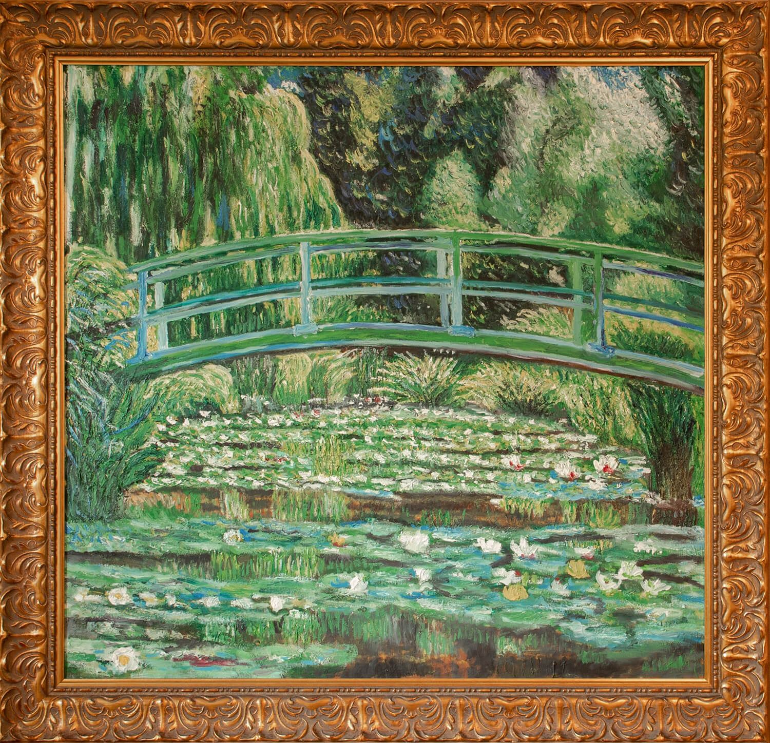 Ročno naslikana reprodukcija: Claude Monet, Japonski most (1899), olje na platnu, 89,2 × 93,3 cm — reprodukcija Andreja Mesojedca