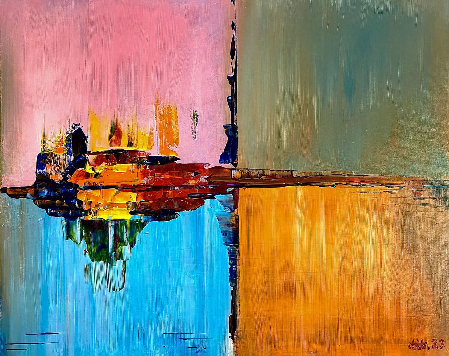Andrej Mesojedec, Zalino kivi življenje (2023), akril na platnu, 80 × 70 cm