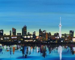 A.Mesojedec; Auckland Downtown; 2023; Acrilic on canvas; (120 x 60 cm);