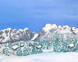 Acrilic, canvas; ( 50 x 100 cm); based on photo; Velika Planina Acrylic