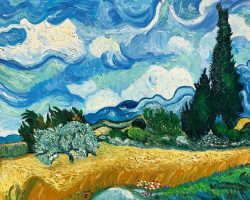 Oil, canvas; (47,1 x 62,3 cm); Landscape painting; National Gallery, London, England; Van Gogh A Wheatfield with Cypresses 1889 Oil